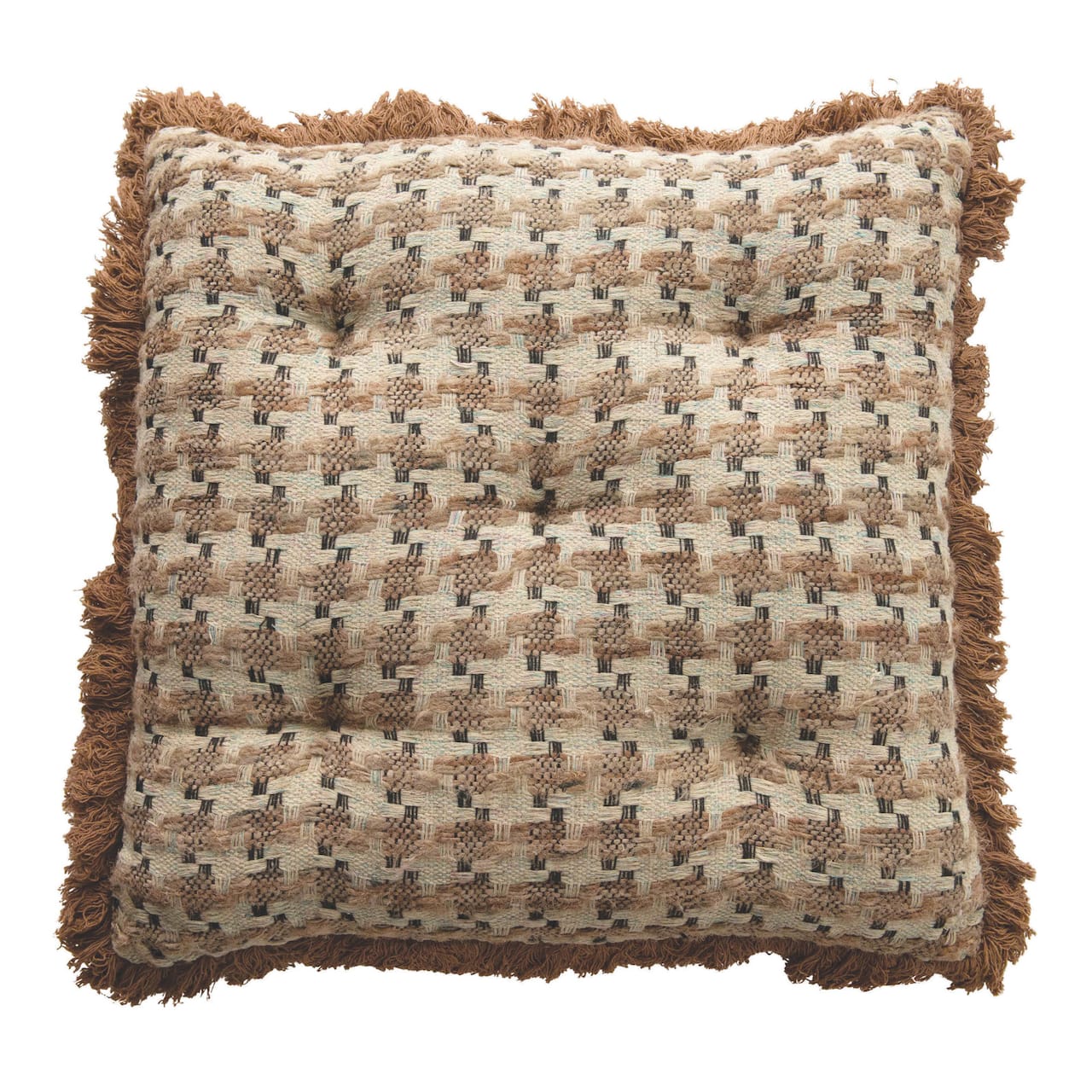 Hello Honey® Neutral Houndstooth Throw Pillow with Fringe